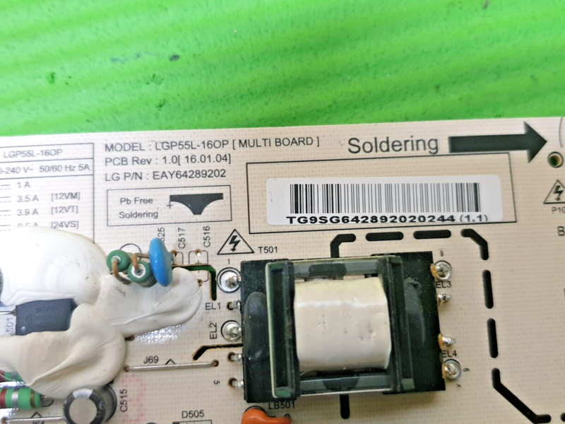 POWER SUPPLY BOARD PSU LG OLED55C6V 55" OLED TV EAY64289202 REV 1.0 LGP55L-16OP - Image 4