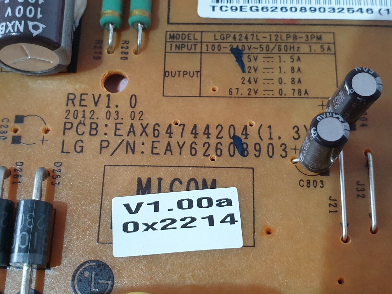 POWER SUPPLY PSU FOR 47LM640T 42LM640T 42LM649S TV EAX64744204 (1.3) EAY62608903 - Image 6