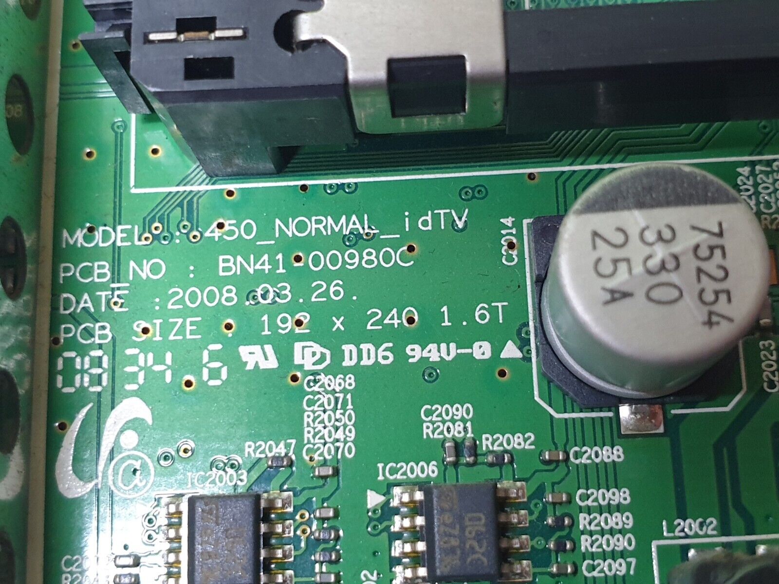 MAIN BOARD MB SAMSUNG LE32A336J1D TV BN94-02322A BN41-00980C SCREEN:V315B3-L04 - Image 6