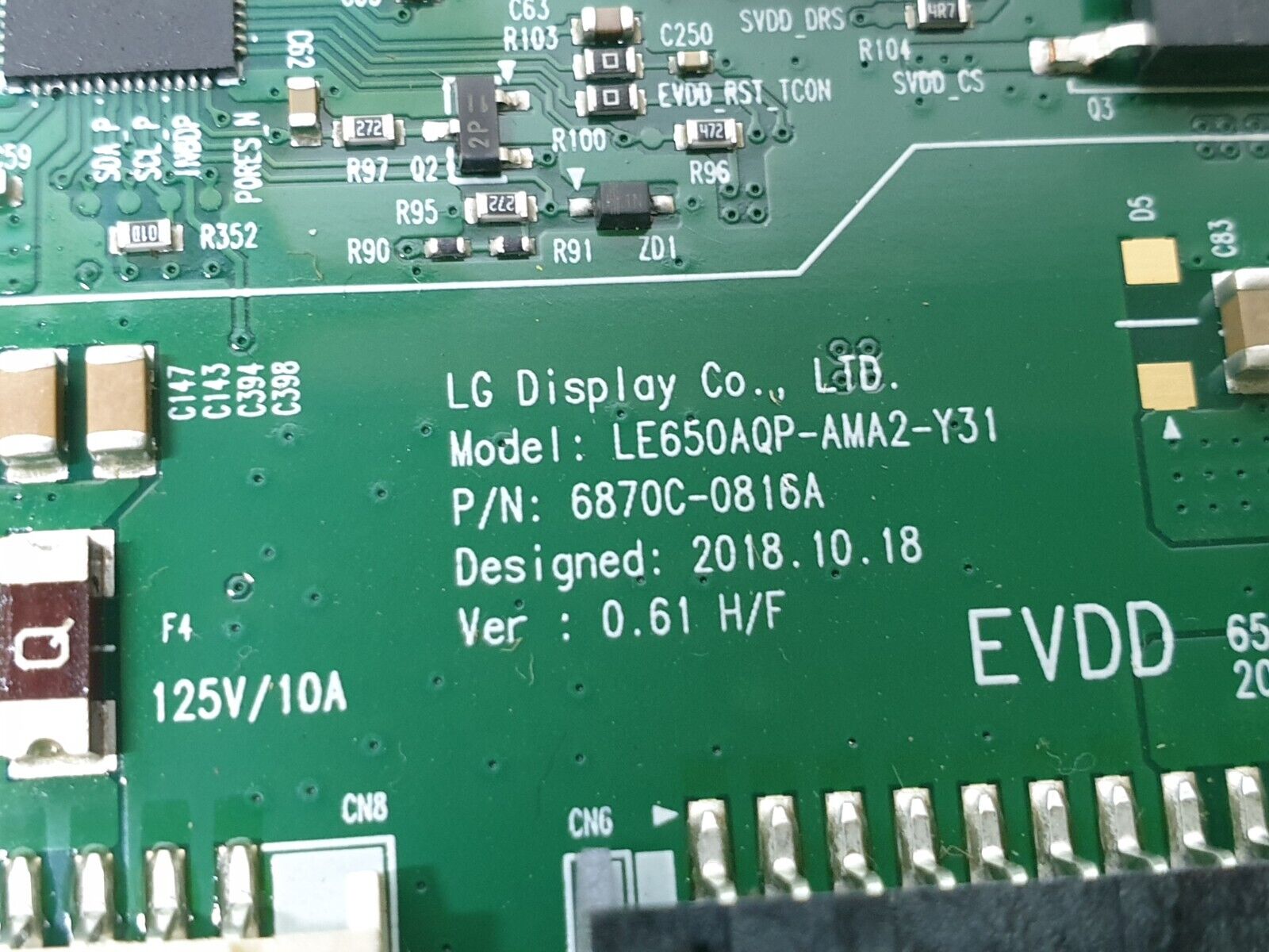 TCON LVDS BOARD FOR SONY KD-55AG9 55" OLED TV 6870C-0816A 6871L-5981G LE650AQP - Image 3