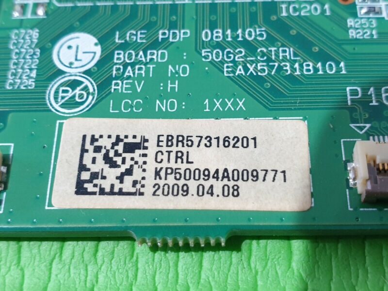 LVDS TCON BOARD LG 50PQ3000 50PQ2000 50" PLASMA TV EAX57318101 EBR57316201 REV:H - Image 3