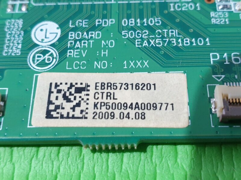 LVDS TCON BOARD LG 50PQ3000 50PQ2000 50" PLASMA TV EAX57318101 EBR57316201 REV:H - Image 4
