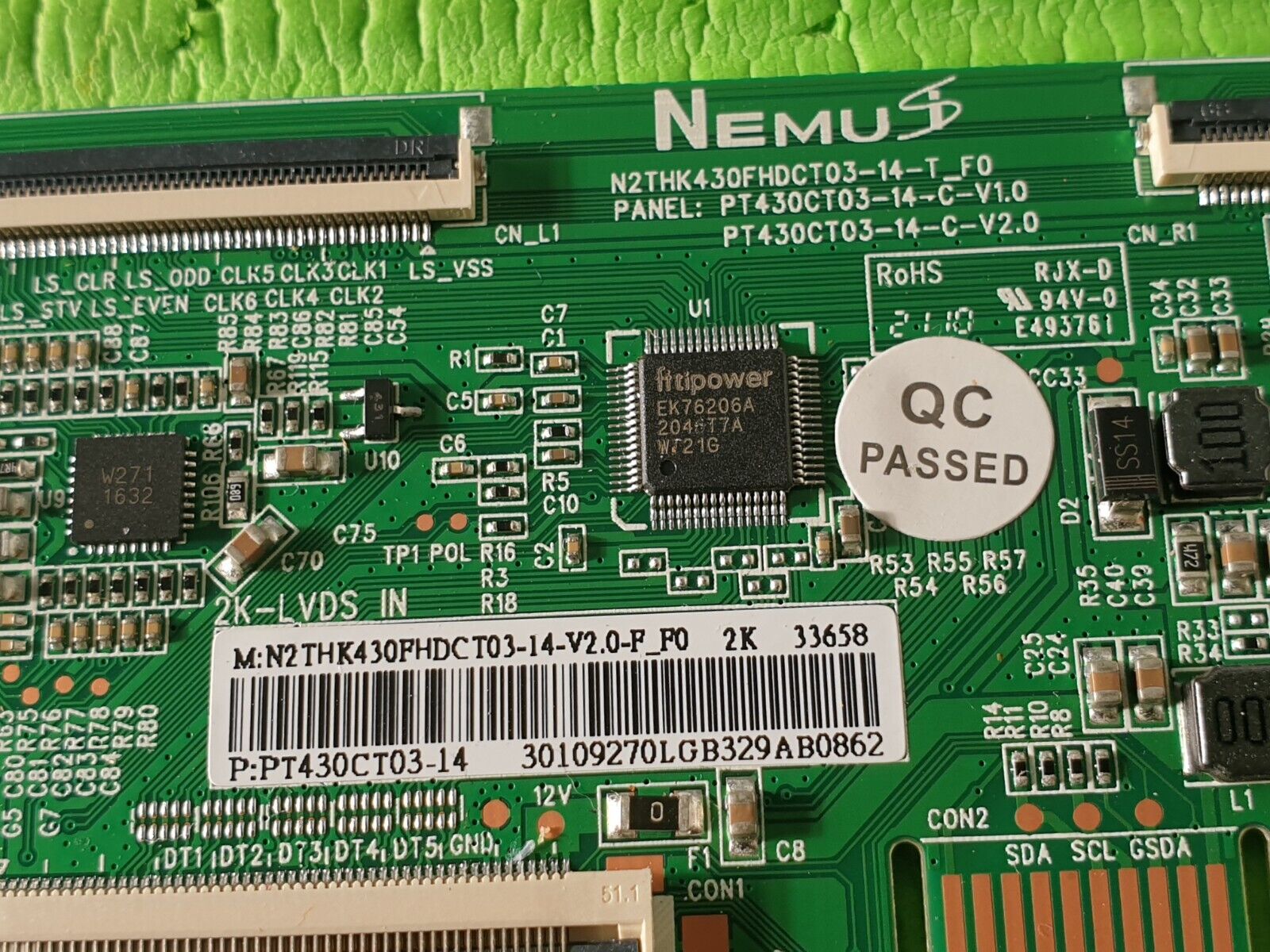 LVDS TCON BOARD FR JVC LT-43C700 (C) 43" TV N2THK430FHDCT03-14-T_F0 PT430CT03-14 - Image 3