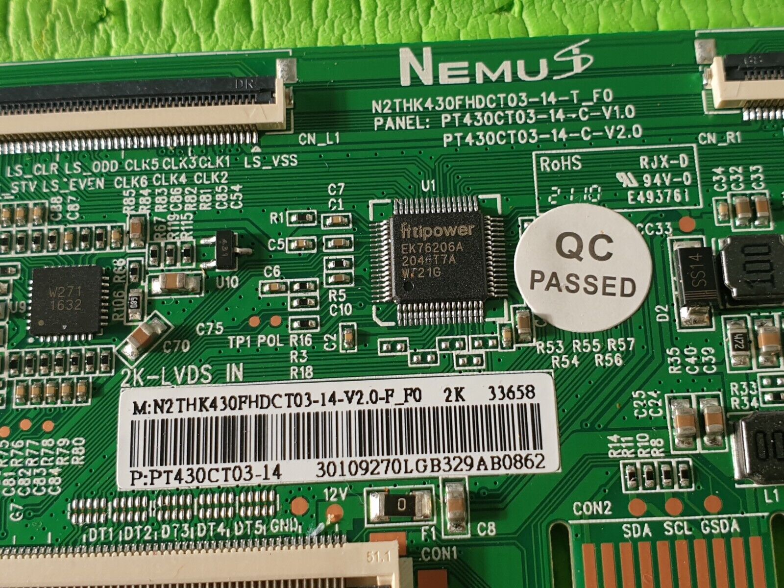 LVDS TCON BOARD FR JVC LT-43C700 (C) 43" TV N2THK430FHDCT03-14-T_F0 PT430CT03-14 - Image 4