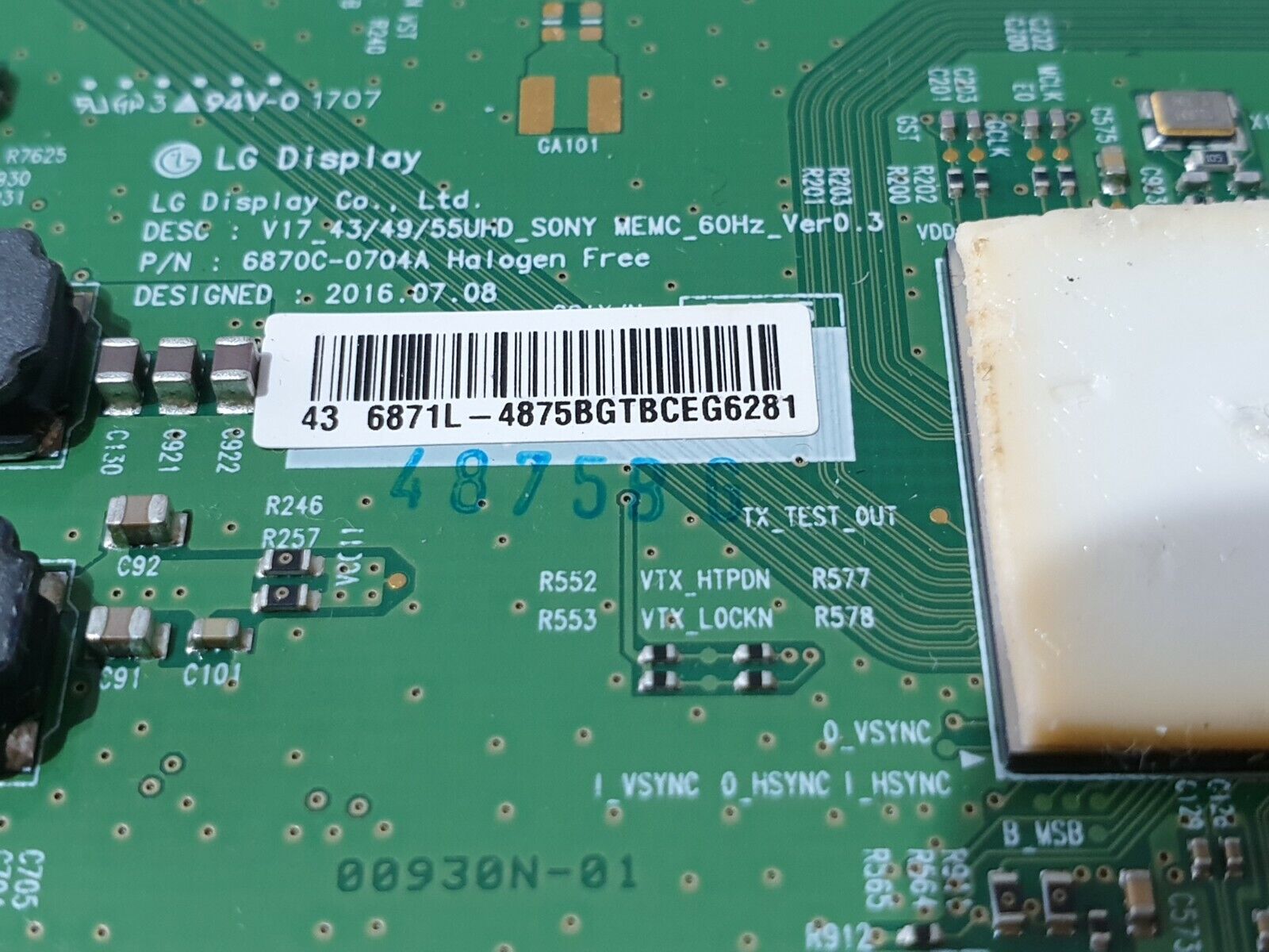 LVDS TCON BOARD KD-43XE8077 KD-43XE8396 KD-43XE8004 TV 6870C-0704A 6871L-4875B - Image 3