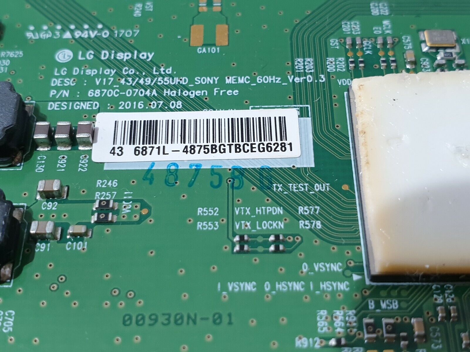 LVDS TCON BOARD KD-43XE8077 KD-43XE8396 KD-43XE8004 TV 6870C-0704A 6871L-4875B - Image 4