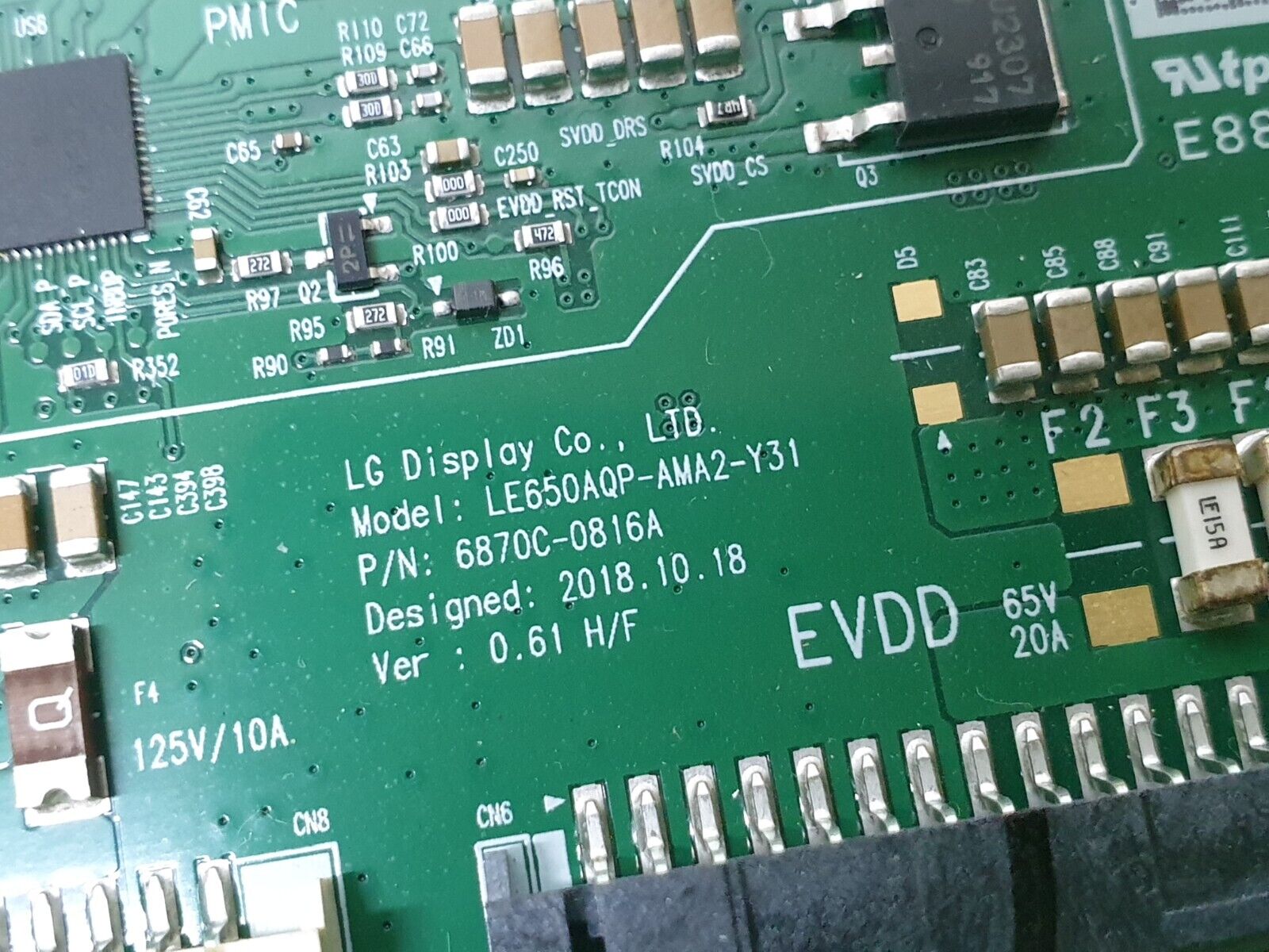 TCON LVDS BOARD FOR SONY KD-65AG8 65" LED TV 6870C-0816A 6871L-1764A LE650AQP - Image 4