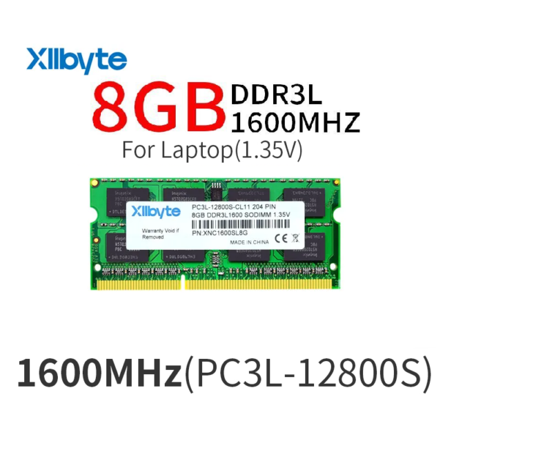 Xllbyte NEW SEALED SODIMM DDR3L 1600Mhz 8GB PC3L 12800S CL11 MEMORY LAPTOP RAM