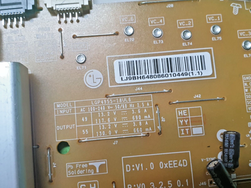 POWER SUPPLY BOARD PSU LG 55SK8100PLA TV EAX67645501 (1.8) EAY64808601 REV1.0 - Image 4