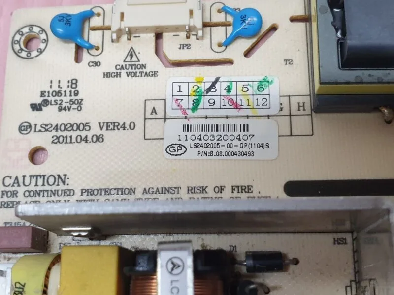 POWER SUPPLY BOARD FR LOGIK L24DIGB11 TV LS2402005 VER4.0 LS2402005-00-GB (1104) - Image 2