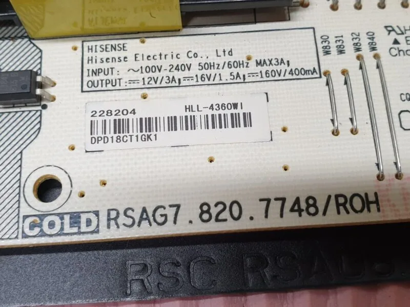 POWER SUPPLY PSU HISENSE H55A6250UK H55A6200UK 55" TV RSAG7.820.7748 HLL-4360WI - Image 3