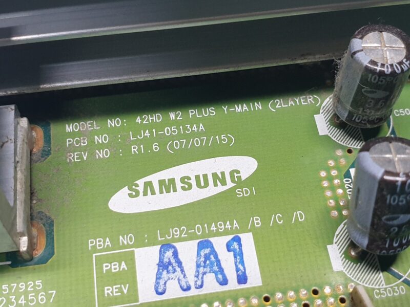 YSUS Y-MAIN BOARD SAMSUNG PS42C96 42" PLASMA TV LJ41-05134A LJ92-01494A AA1 - Image 2