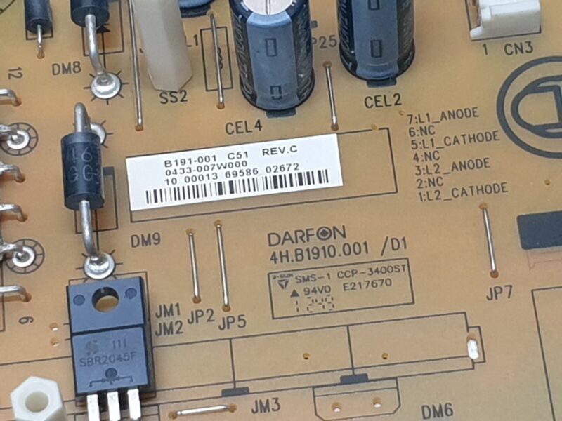 POWER SUPPLY BOARD PSU TOSHIBA 50L2333D 50" LCD TV 4H.B1910.001/D1 B191-001 C51 - Image 2