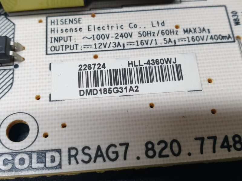 POWER SUPPLY PSU FOR HISENSE H55A6500UK LED TV RSAG7.820.7748/ROH HLL-4360WJ - Image 3