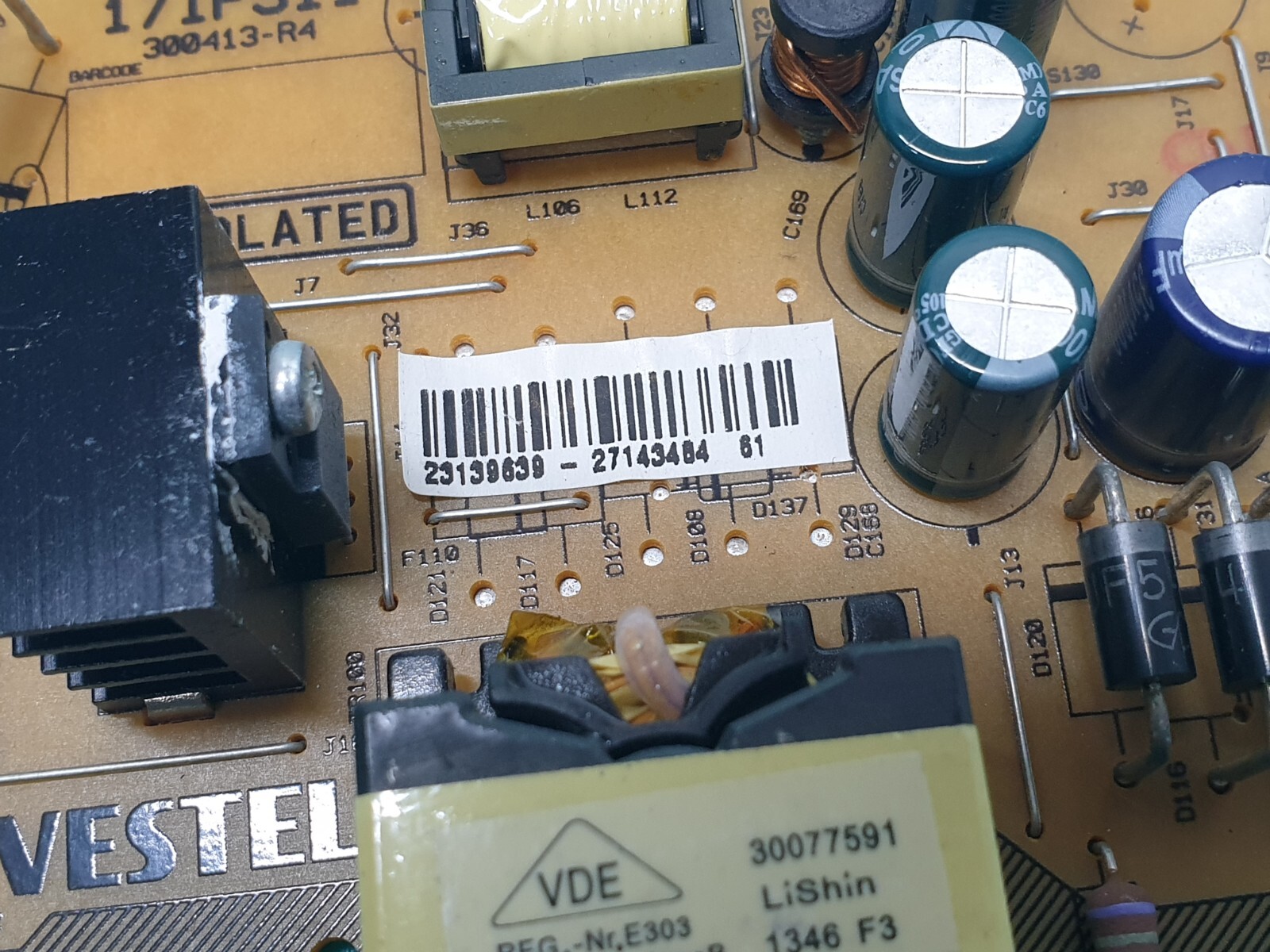 POWER SUPPLY PSU DIGIHOME 32182SM HDLED 32" TV VESTEL 17IPS11 300413-R4 23139639 - Image 4