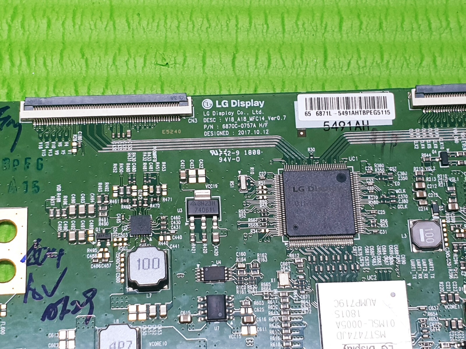 TCON LVDS BOARD FOR PANASONIC TX-65FX700B 65" LED TV 6870C-0757A 6871L-5491A - Image 2