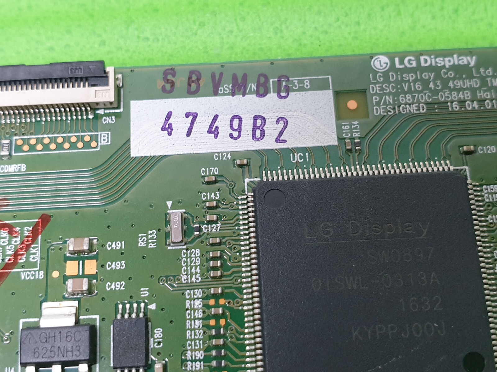 TCON LVDS BOARD LG GENUINE 49UH603V 49UH610V 49" LED TV 6870C-0584B 6871L-4749B - Image 3