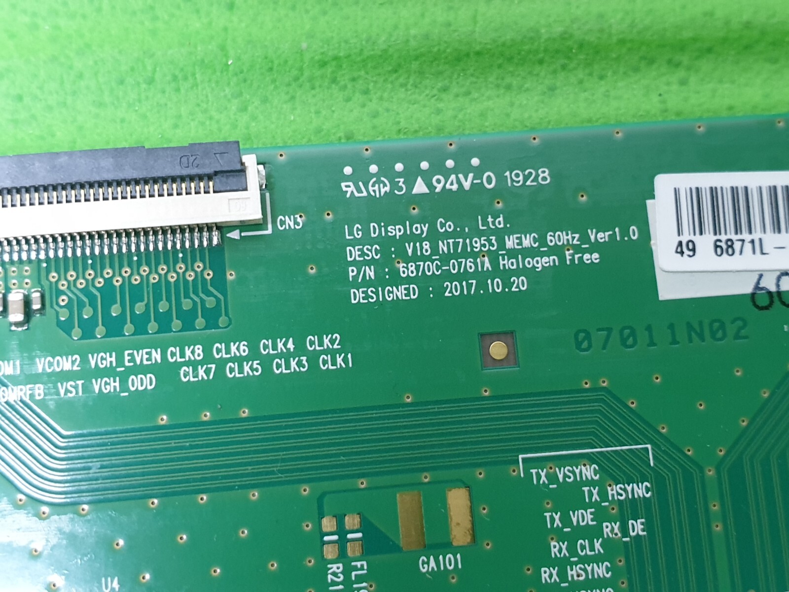 TCON LVDS BOARD SONY KD-49XG8096 KD-49XG8196 49" LED TV 6870C-0761A 6871L-6043B - Image 3