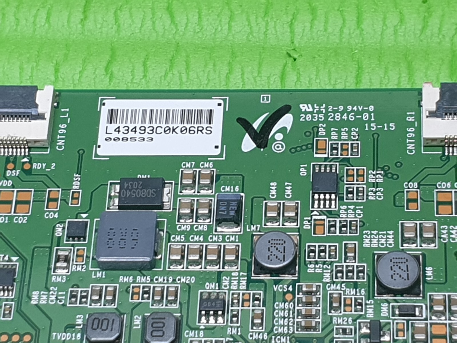 TCON LVDS BOARD SAMSUNG C49RG90SSU 49" TV 6871L-43493C 18Y_49DQEU3HF11BVO.2_HF - Image 2