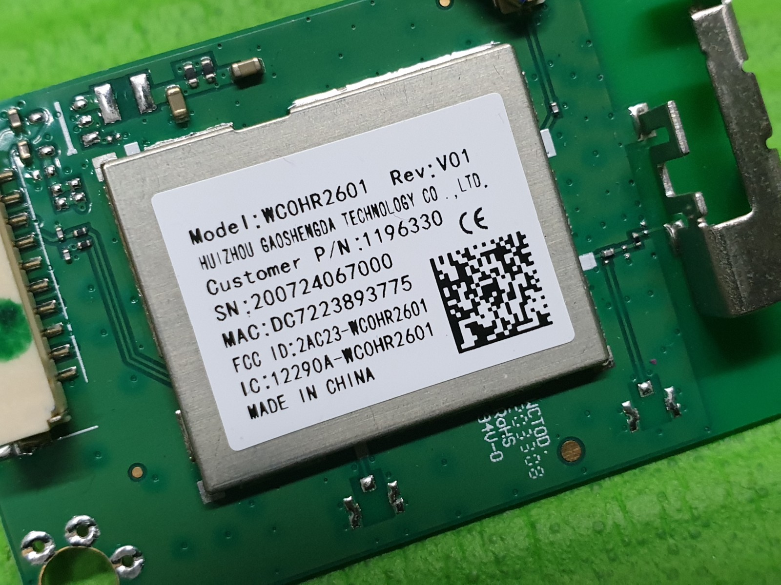 WIFI MODULE BOARD FOR HISENSE R65B7120UK R43B7120UK LED TV WCOHR2601 REV: V01 - Image 2