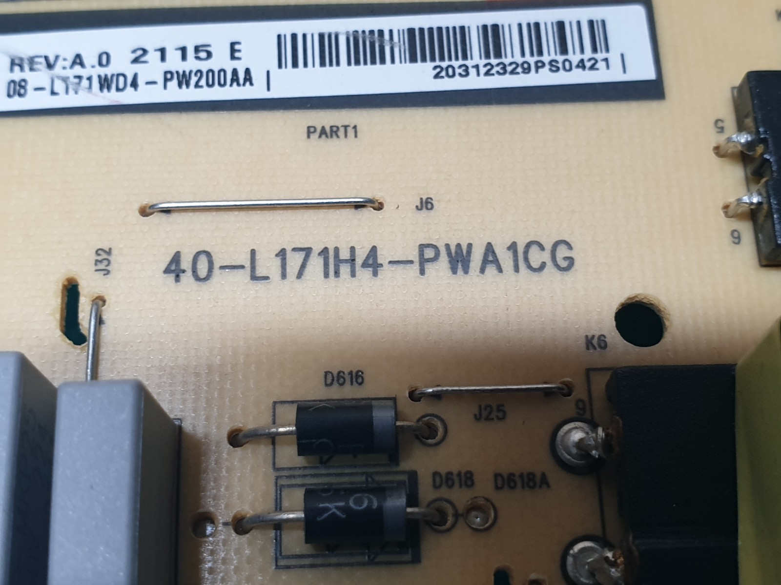 POWER SUPPLY PSU FOR TCL 50C725K 50" QLED TV 40-L171H4-PWA1CG 20312329 - Image 2