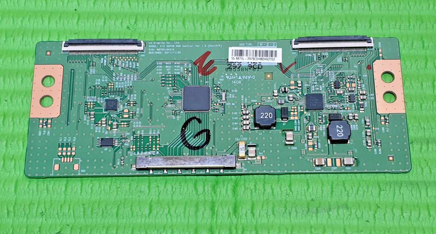 TCON LVDS BOARD FOR LG 55LA620V 55" LED TV 6871L-2979C 6870C-0421A VER 1.0