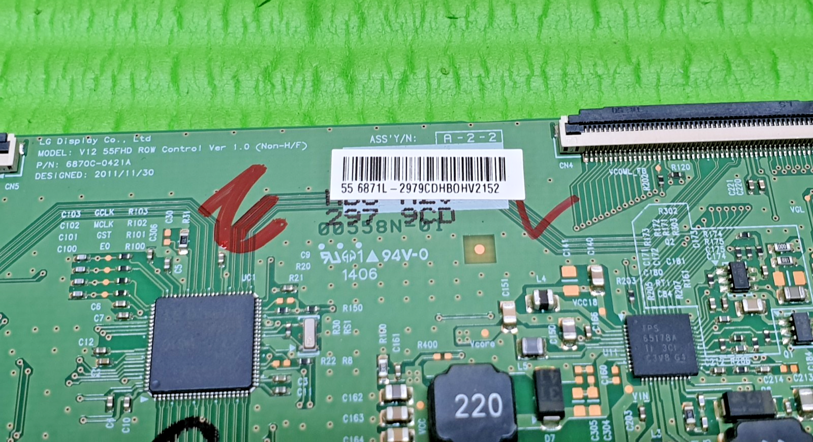 TCON LVDS BOARD FOR LG 55LA620V 55" LED TV 6871L-2979C 6870C-0421A VER 1.0 - Image 3