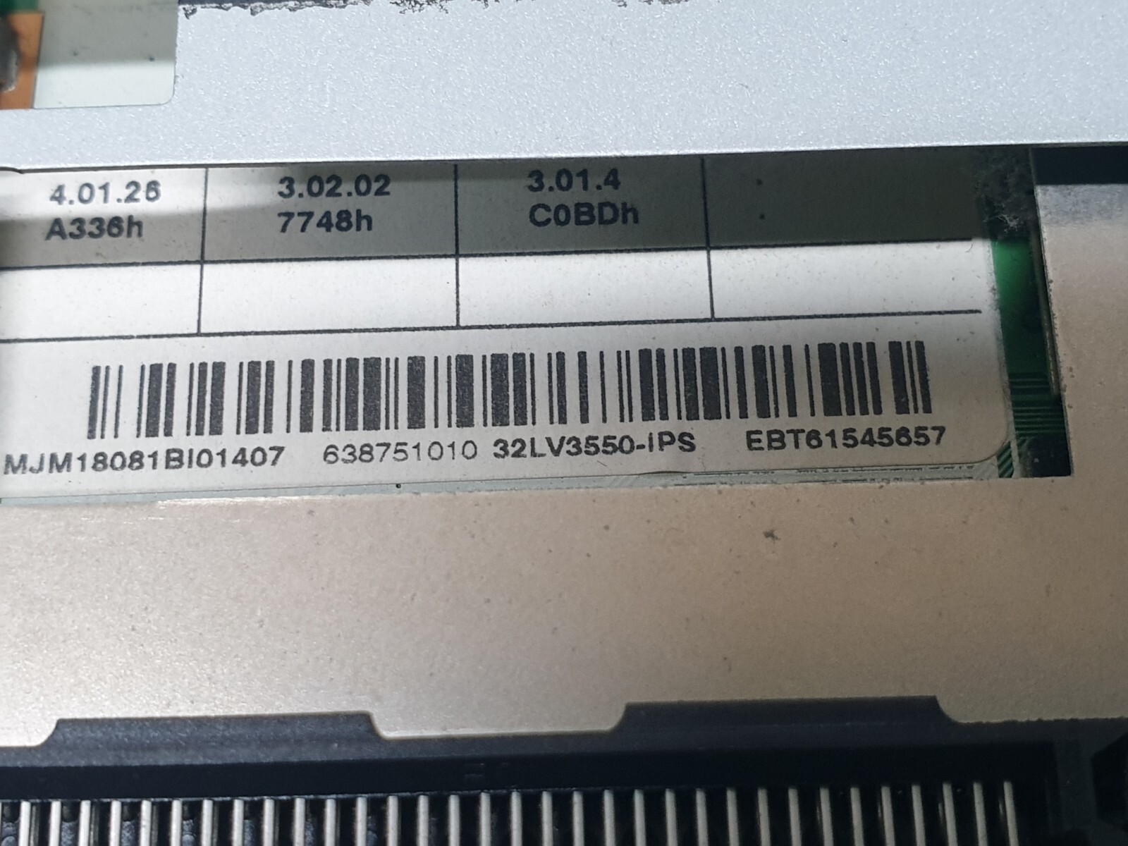 MAIN BOARD MB LG 32LV355U LED TV EAX64290501 (0) EBT61545657 SCREEN:VVX32F110G00 - Image 3