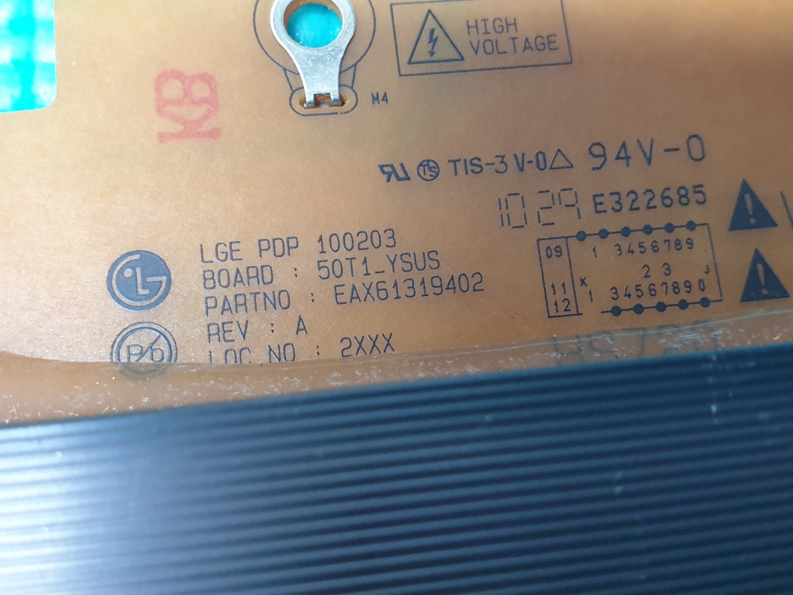 YSUS Y-MAIN BOARD LG 50PJ550 55" PLASMA TV EAX61319402 EBR63039802 EBR63039801 - Image 2