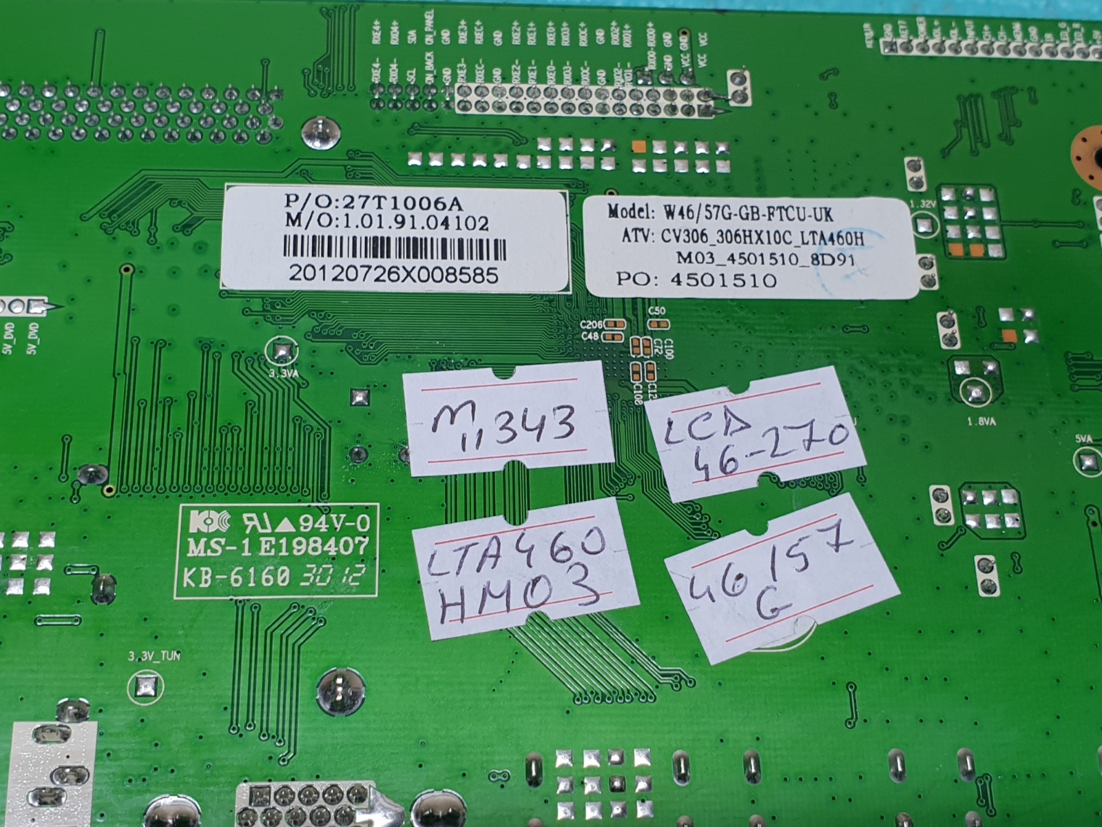 MAIN AV BOARD MB TECHNIKA LCD 46-270 46/57G 46" TV CV306H-X SCREEN:LTA460HM03 - Image 6