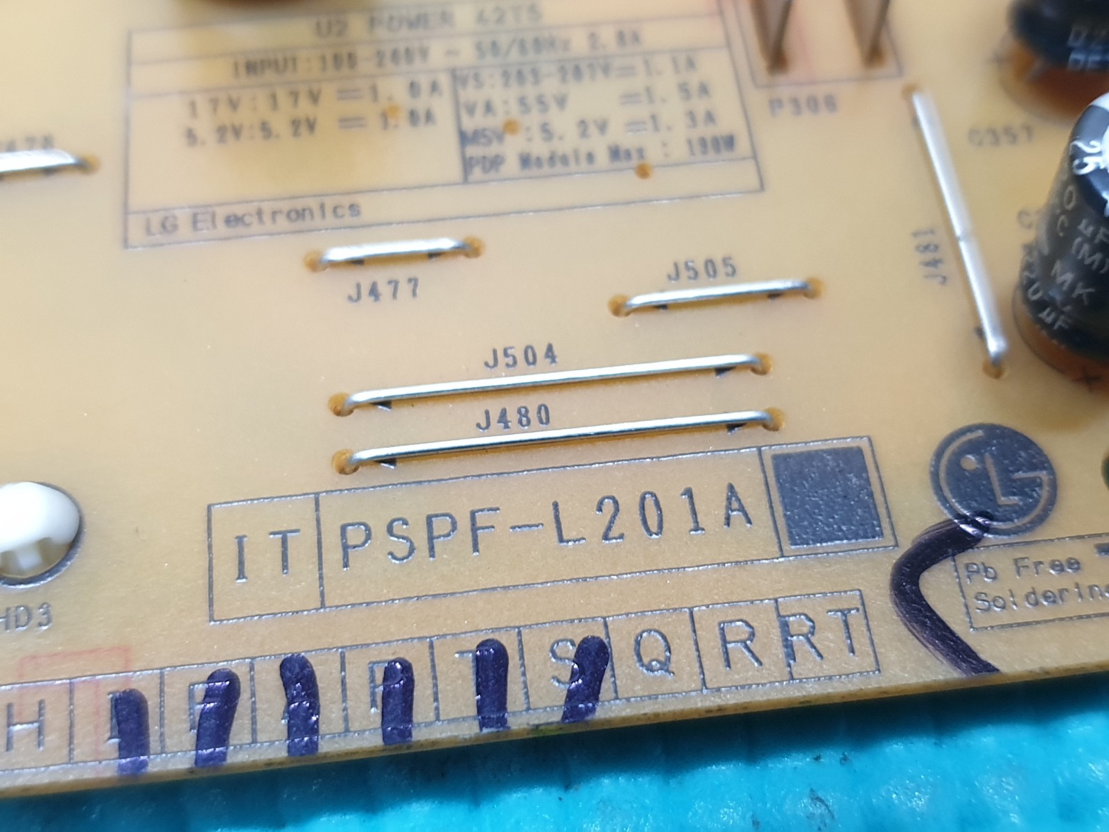 POWER SUPPLY BOARD PSU LG 42PA450B PLASMA TV EAX64932801/5 EAY62812401 REV1.1 - Image 4