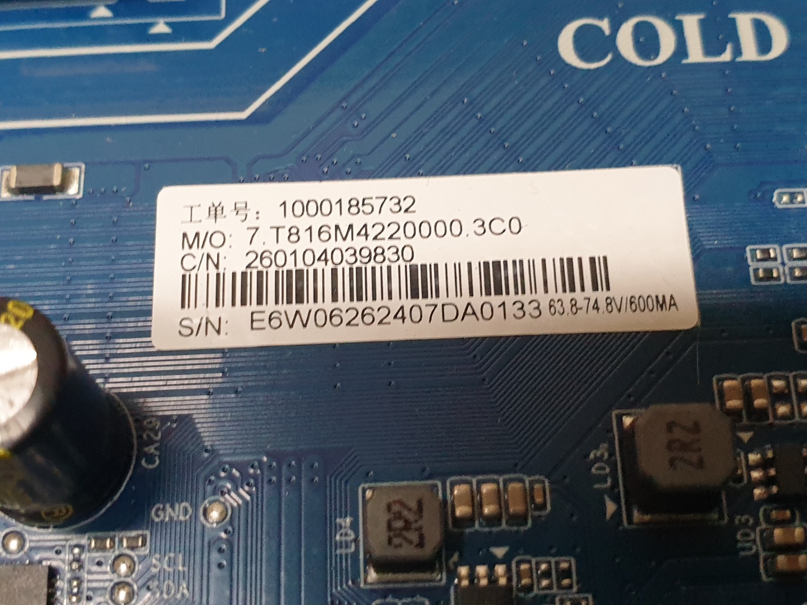 MAIN AV BOARD MB ROKU 43GD2225K LED TV CV816-M42 260104039830 SCREEN:PT430CT05 - Image 3