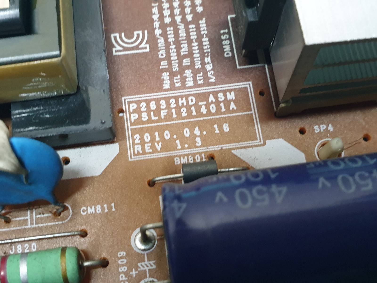 POWER SUPPLY BOARD SAMSUNG LE32C450E1W 32" LCD TV BN44-00338A P2632HD_ASM - Image 2