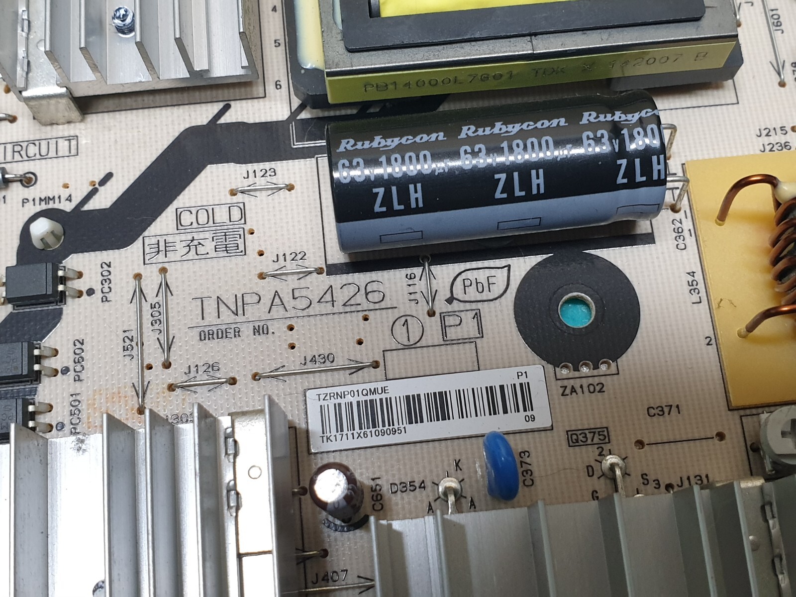 POWER SUPPLY BOARD PSU PANASONIC TX-P46ST30B PLASMA TV TNPA5426 TZRNP01QMUE - Image 2