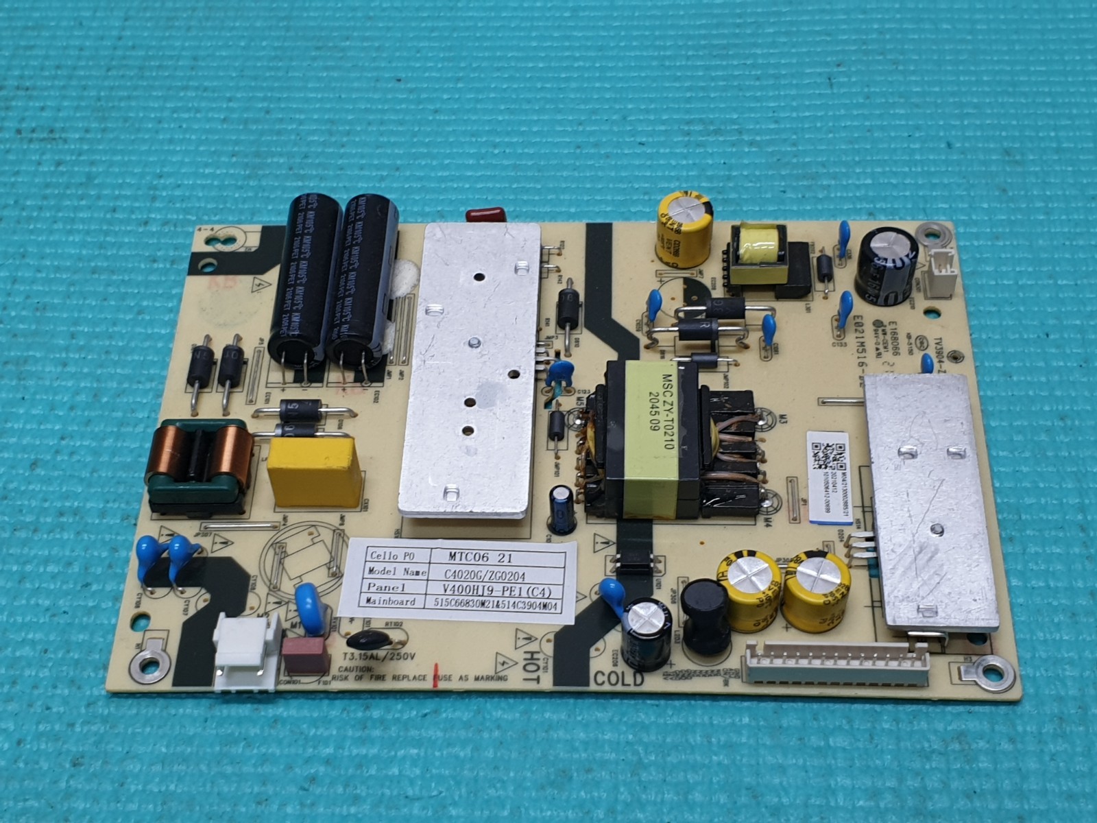 POWER SUPPLY BOARD FOR CELLO C4020G/ZG0204 TV 3904-ZC02-01 E021M516-B2 E168066 - Image 2