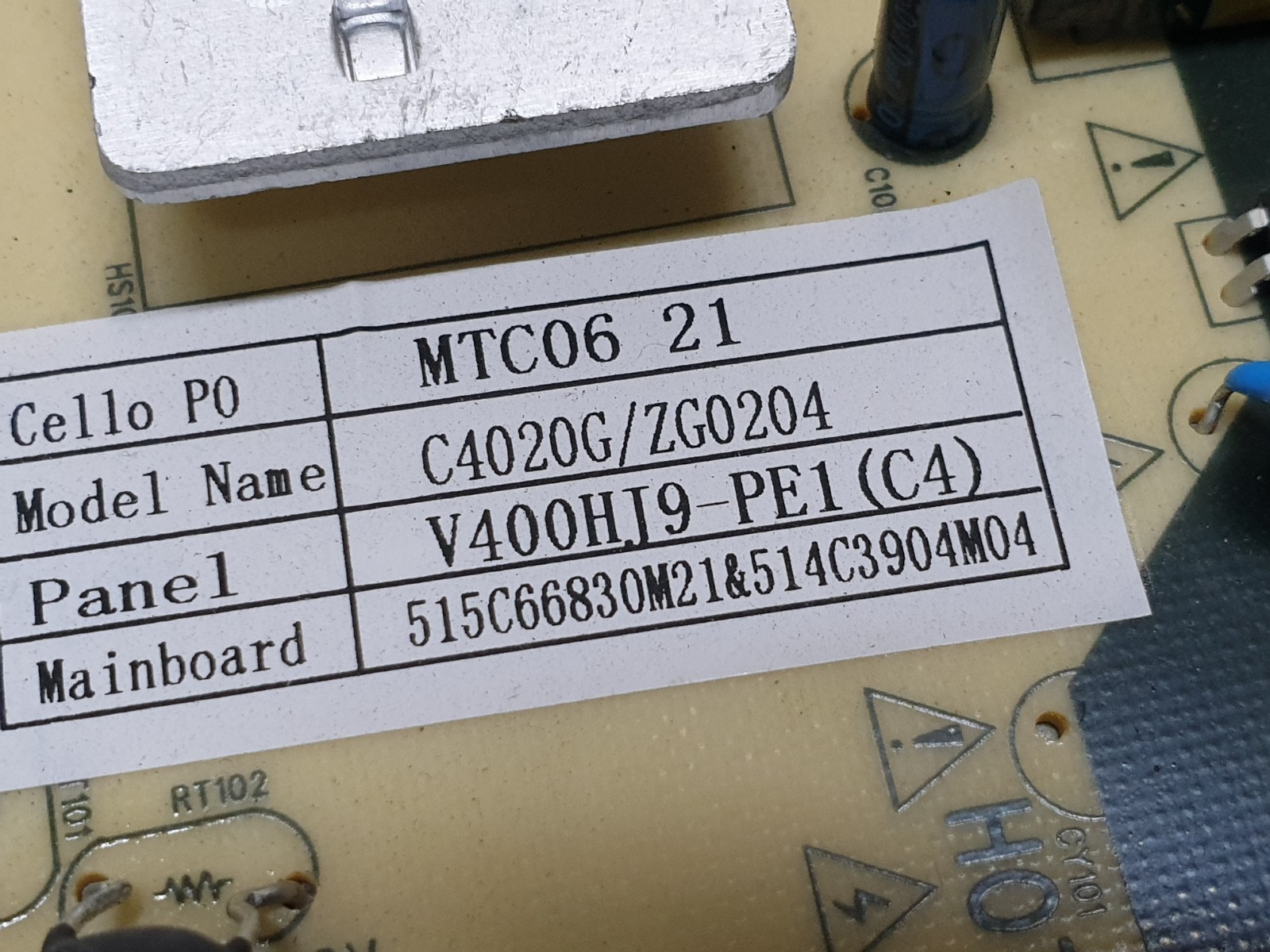 POWER SUPPLY BOARD FOR CELLO C4020G/ZG0204 TV 3904-ZC02-01 E021M516-B2 E168066 - Image 3