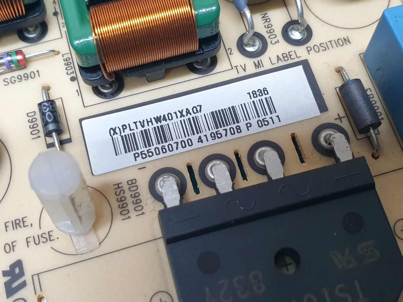 POWER BOARD PSU PHILIPS 55PUS6753/12 LED TV 715G9309-P01-000-003H PLTVHW401XAG7 - Image 3