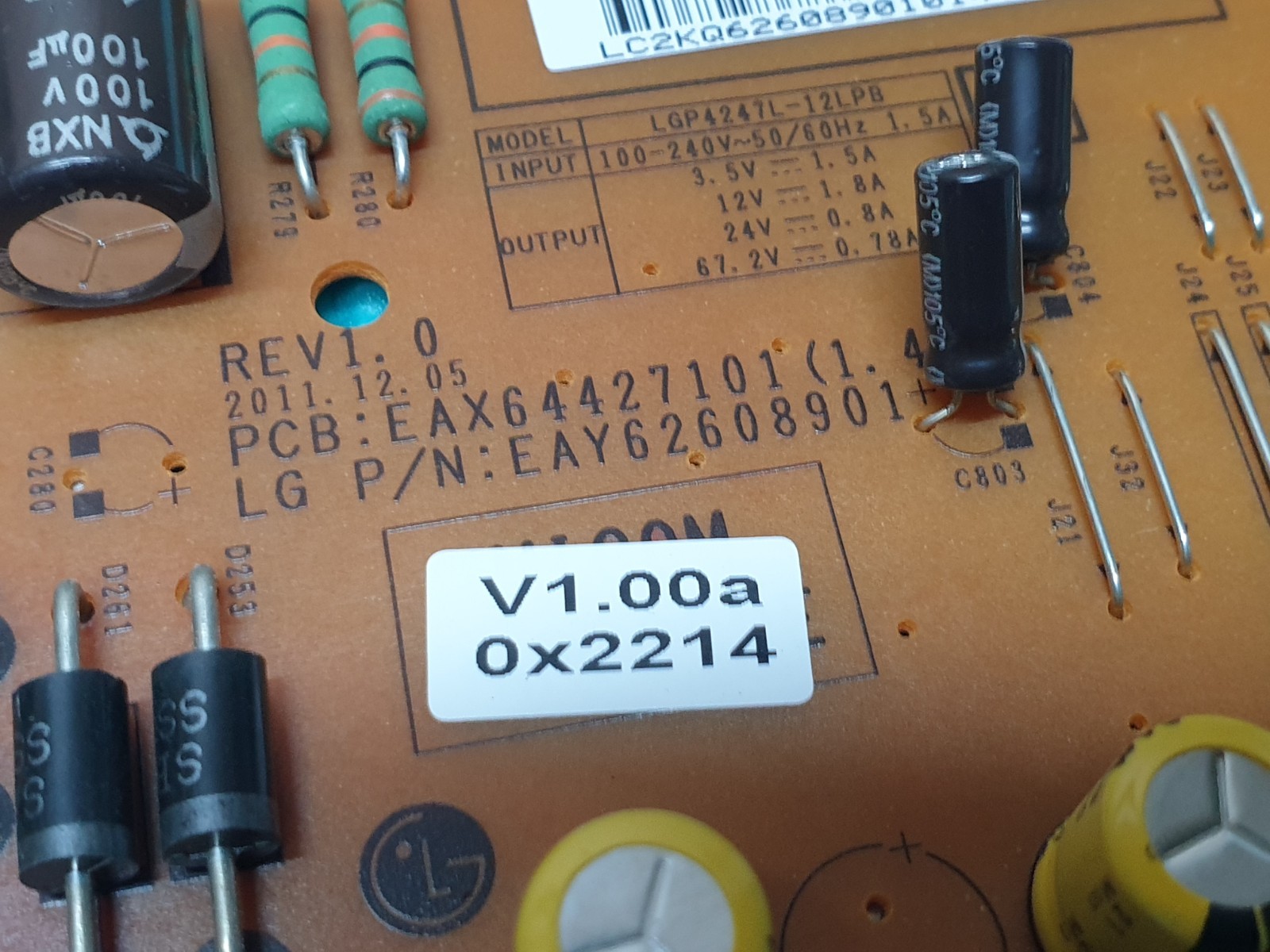 POWER SUPPLY PSU LG 42LM620T 42LS575T 42" LED TV EAY62608901 EAX64427101(1.4) - Image 2