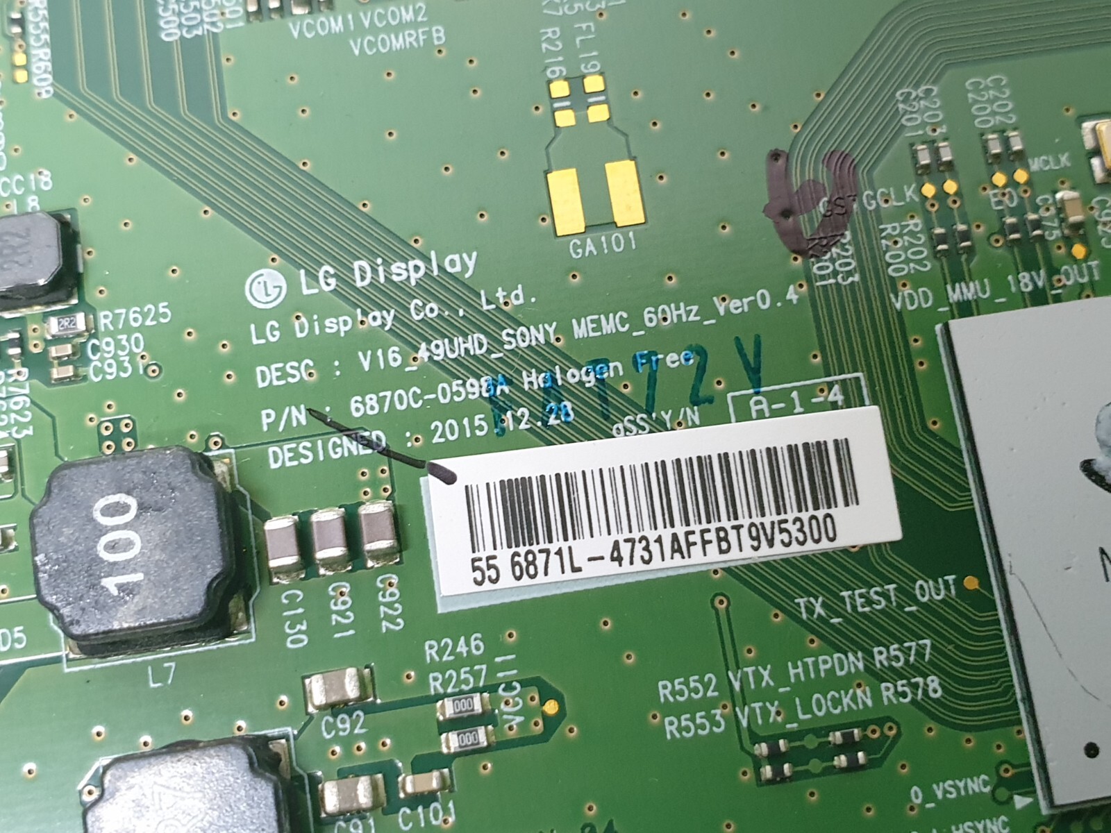 TCON LVDS BOARD FOR SONY KD-55XD8005 55" LED TV 6871L-4731A 6870C-0598A - Image 3