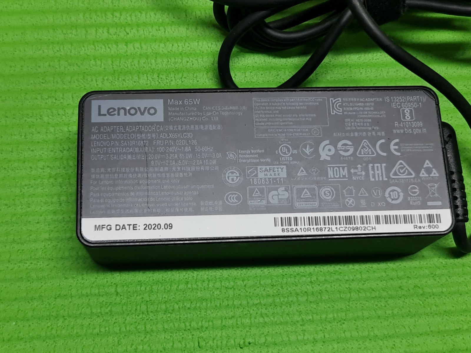 ORIGINAL GENUINE POWER SUPPLY CHARGER ADAPTER USB PIN 20V 3.25A 65W FOR LENOVO - Image 6