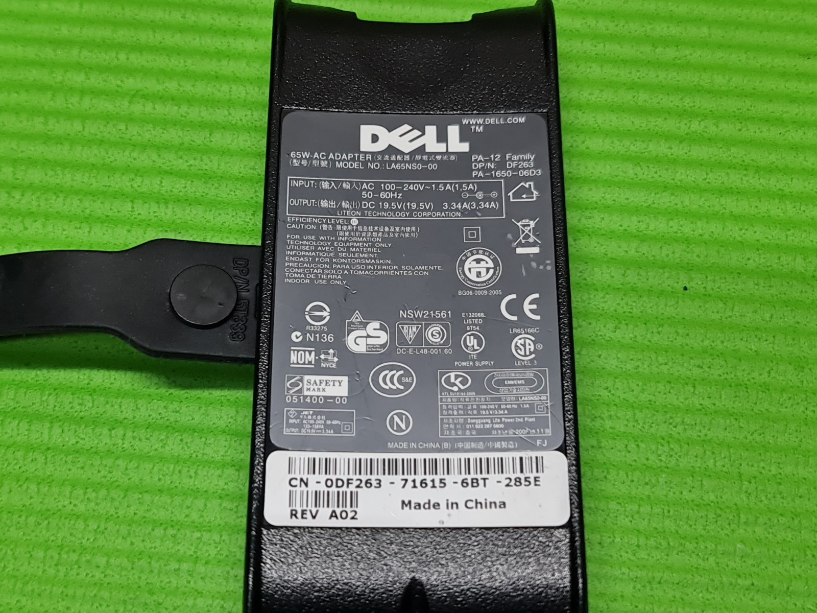ORIGINAL GENUINE AC POWER SUPPLY CHARGER ADAPTER ROUND PIN 19.5V 3.34A 65W DELL - Image 4