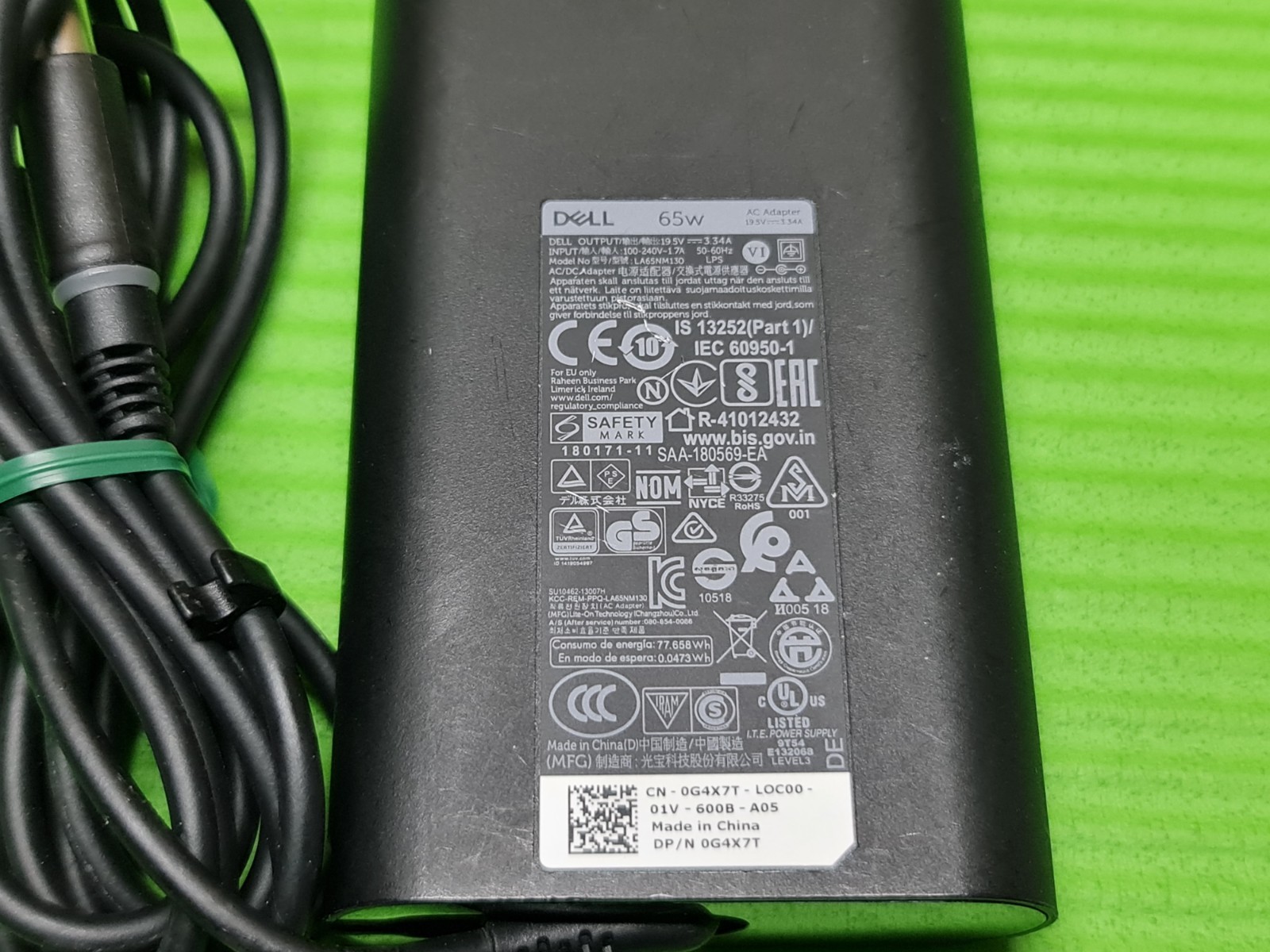 ORIGINAL GENUINE AC POWER SUPPLY CHARGER ADAPTER ROUND PIN DELL 65W 19.5V 3.34A - Image 2