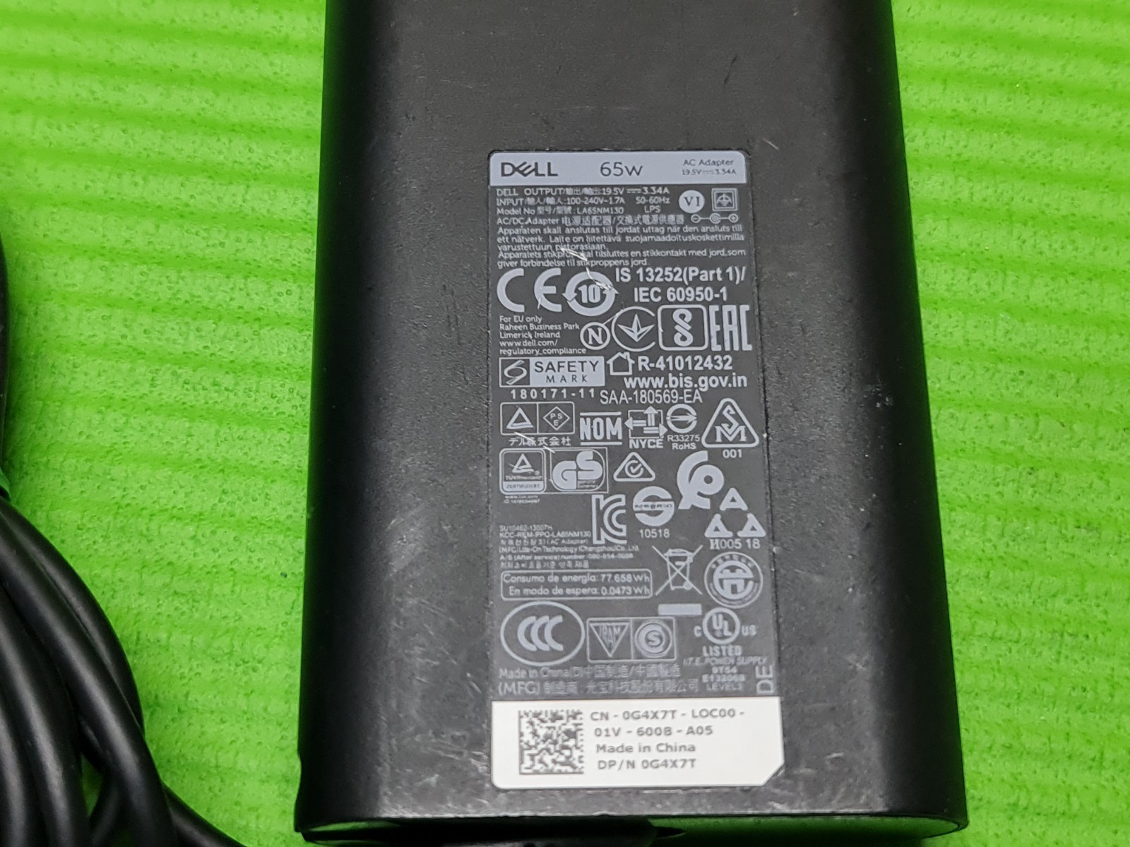 ORIGINAL GENUINE AC POWER SUPPLY CHARGER ADAPTER ROUND PIN DELL 65W 19.5V 3.34A - Image 5