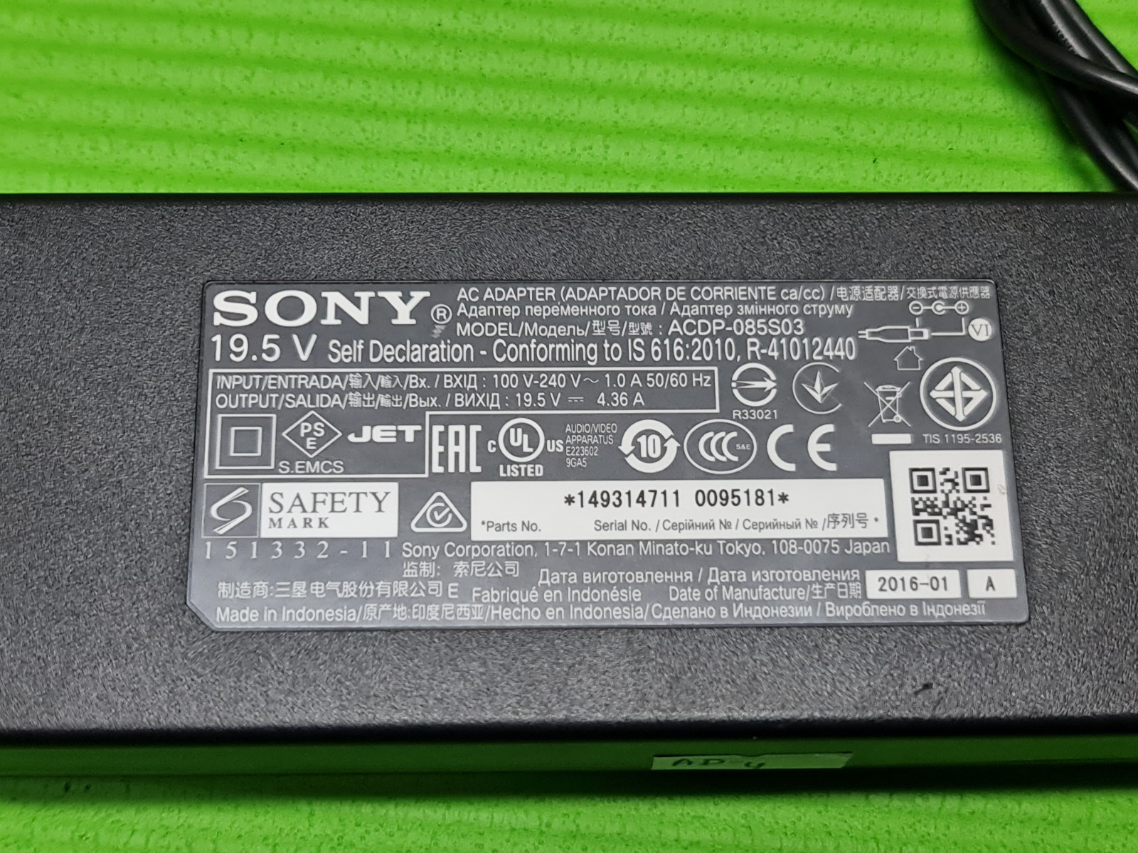SONY ACDP-085S03 19.5V 4.36A 85W POWER ADAPTOR CHARGER FR SONY BRAVIA TV GENUINE - Image 6