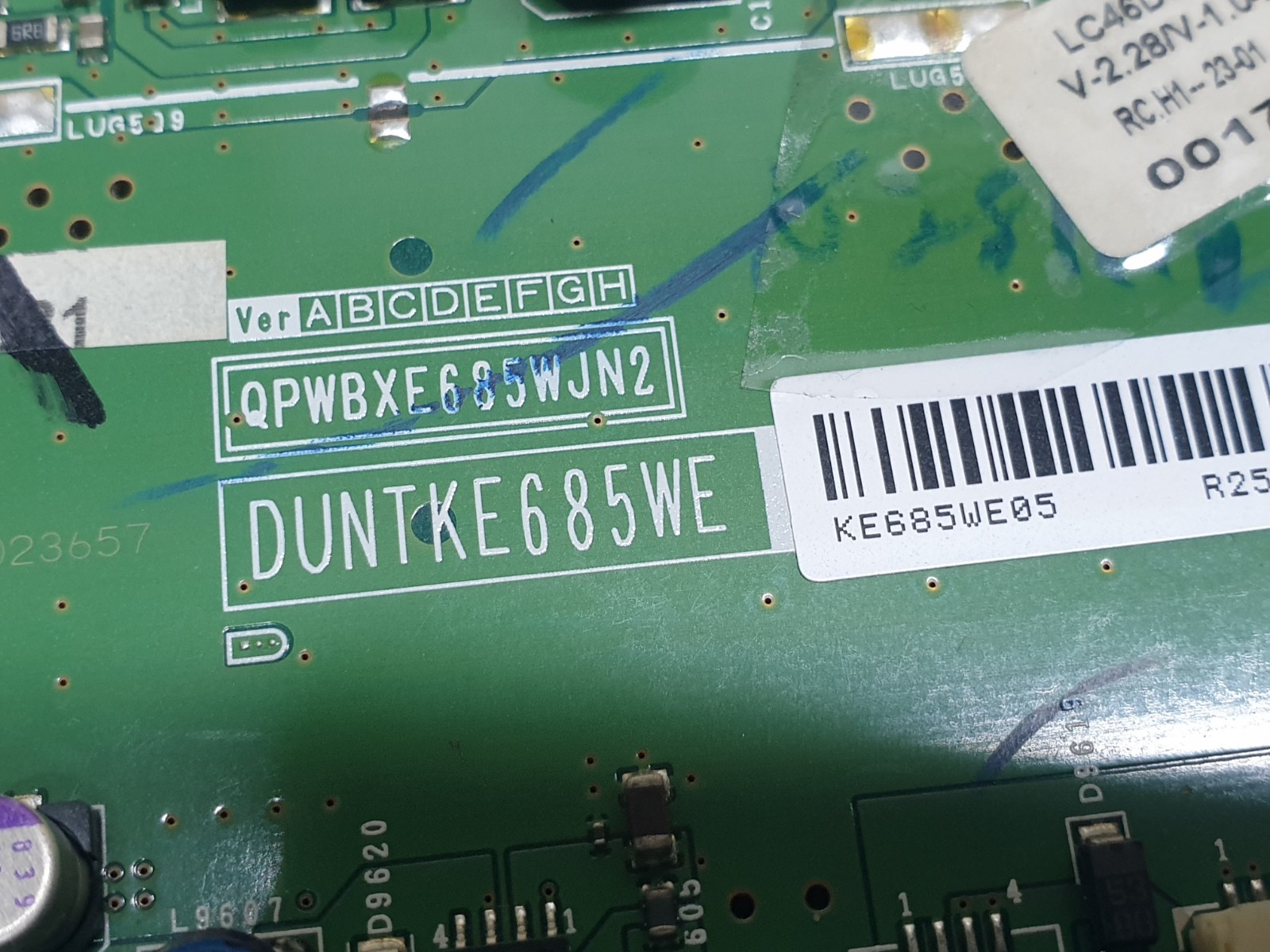 MAIN AV BOARD MB SHARP LC-46D65E TV KE685WE05 DUNTKE685WE SCREEN:LK460D3LW6AY - Image 2