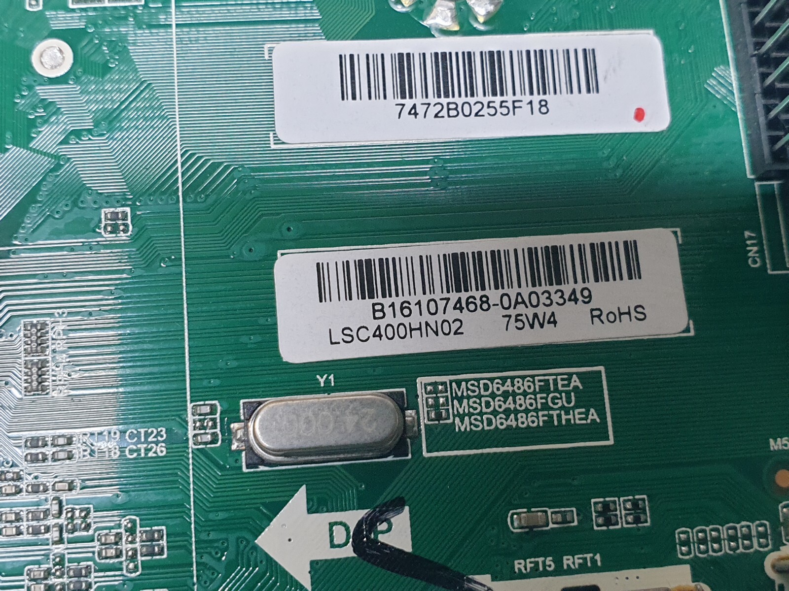 MAIN AV BOARD SHARP LC-40CFG6352K 40" LED TV TP.MS6486.PB711 SCREEN:LSC400HN02 - Image 3