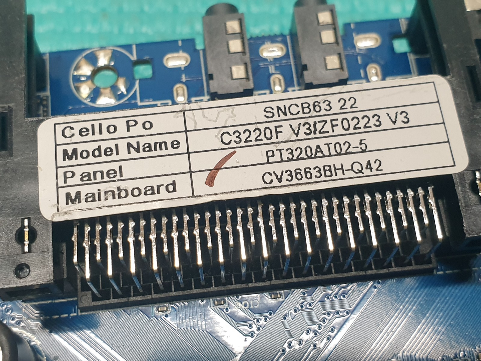 MAIN AV BOARD MB CELLO C3220F SNCB63 22 32" LED TV CV3663BH-Q42 SCREEN:PT320AT02 - Image 3