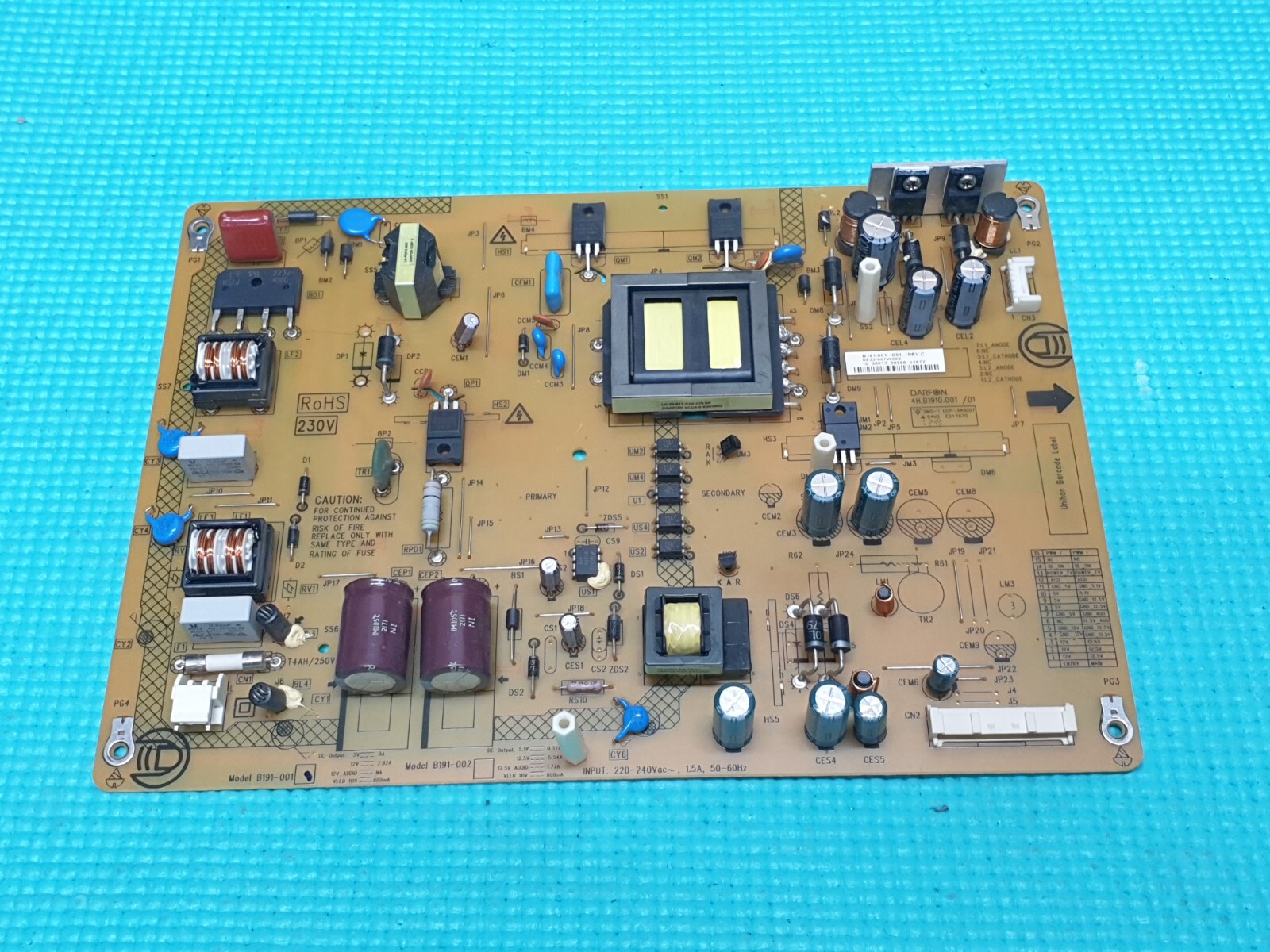 POWER SUPPLY BOARD PSU TOSHIBA 50L2333D 50" LCD TV 4H.B1910.001/D1 B191-001 C51