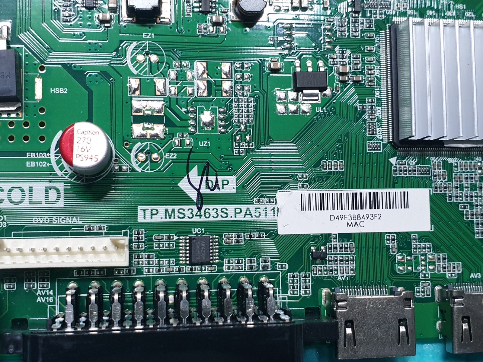 MAIN AV BOARD MB SHARP LC-24DHF4011K LED TV TP.MS3463S.PA511 SCREEN:V236BJ1-LE2 - Image 4