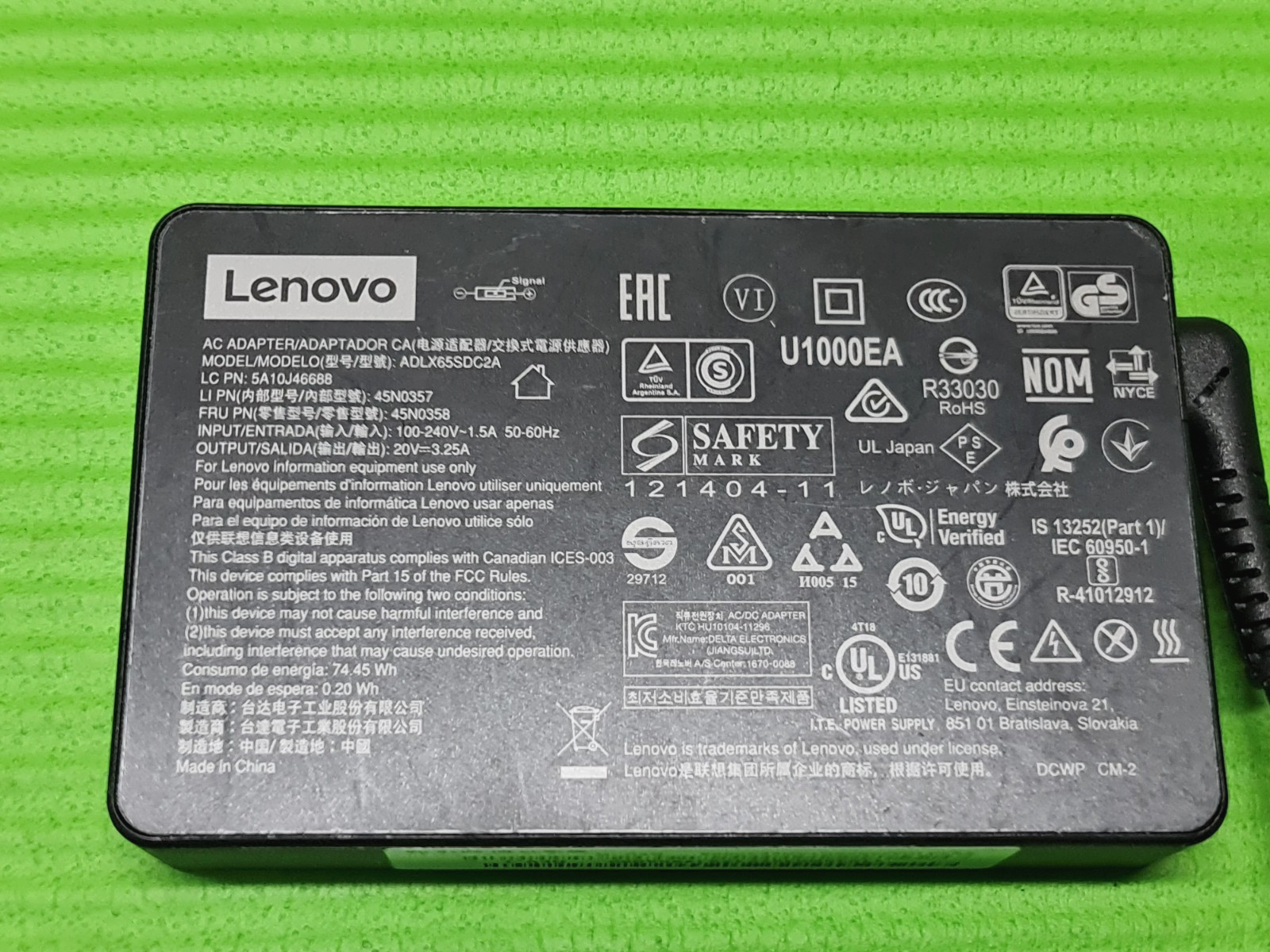 ORIGINAL GENUINE POWER SUPPLY CHARGER ADAPTER USB PIN 20V 3.25A 65W FOR LENOVO - Image 3